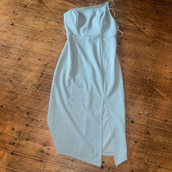 Hello Molly Taking It Back sage one shoulder sexy dress - Picture 3 of 6